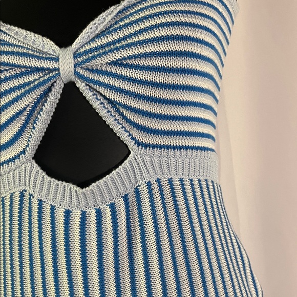 SHEIN Blue Striped Cut Out Knit Midi Dress - Picture 9 of 16